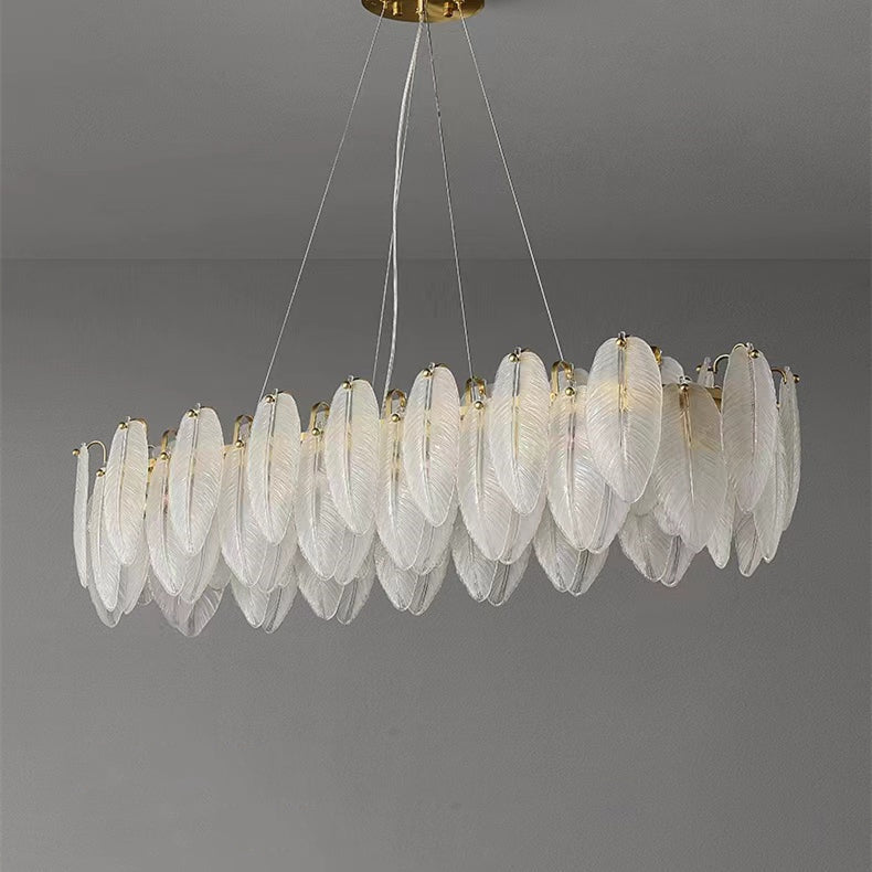 Aria Gilbert Feather rectangular Chandelier, Luxury Chandelie