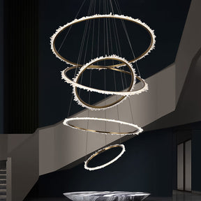Aria Mamie Multi Rings Rock Crystal Chandelier for Staircase