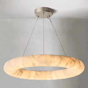 Rivaga Lisse Alabaster Round Chandelier 31" 41" 61"D - Arialamps