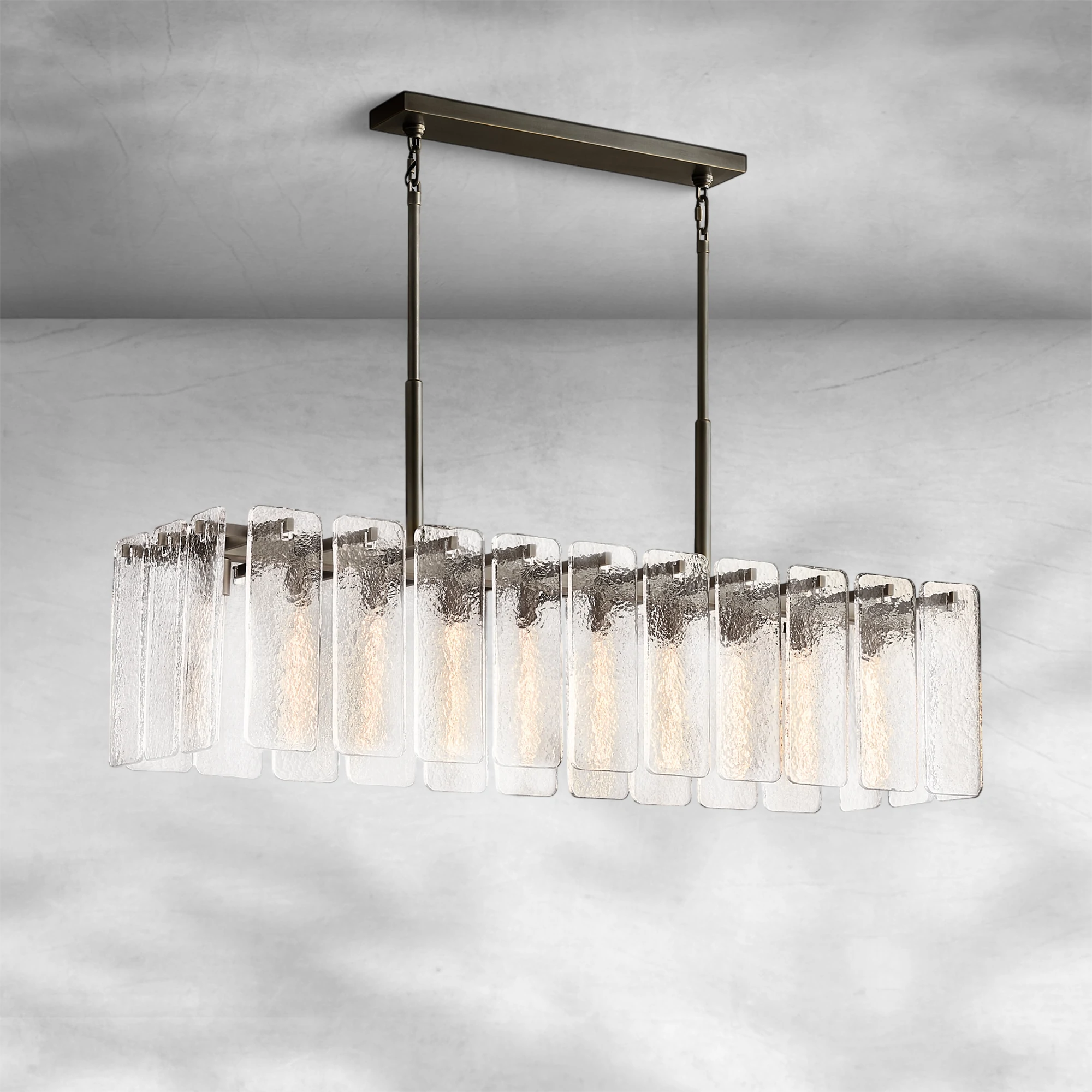 Calame Glass Rectangular Chandelier 60"