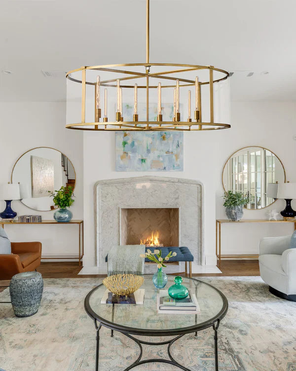 Baker Glass Lantern Modern Round Chandelier 33"44"55"