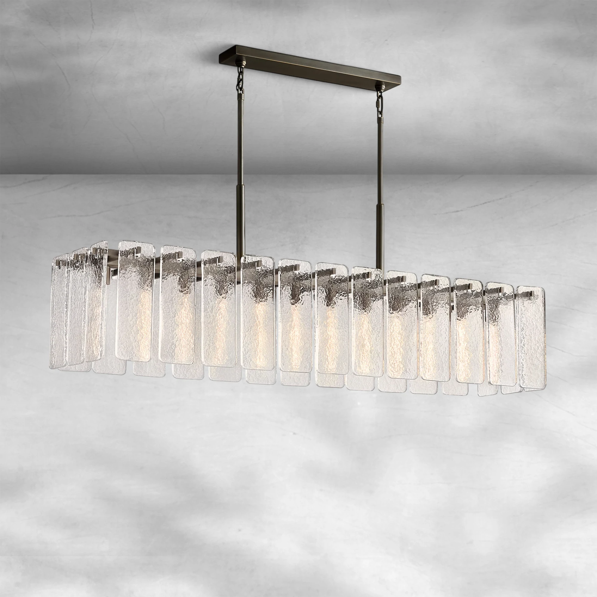 Calame Glass Rectangular Chandelier 72"