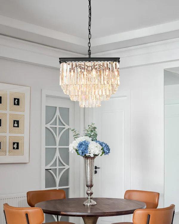 1920s Odaon Art Deco Square Chandelier 34"