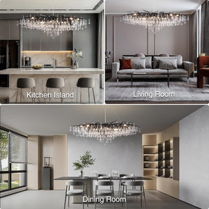 63" Black 15-Light Modern Crystal Tree Branch Chandelier