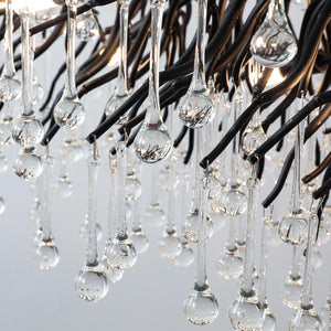 63" Black 15-Light Modern Crystal Tree Branch Chandelier