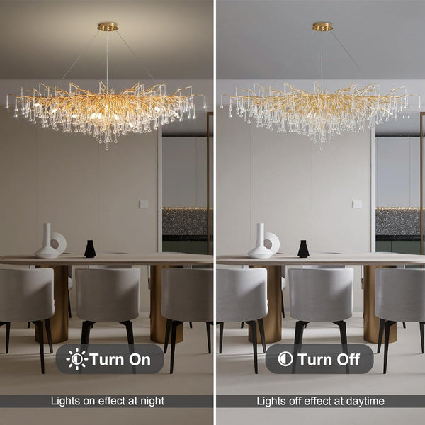 63" Black Modern Crystal Tree Branch Chandelier with 15 Lights