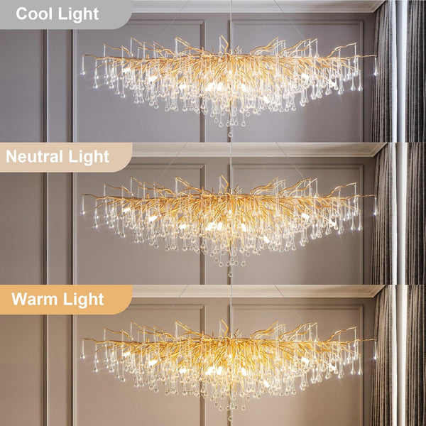 63" Black Modern Crystal Tree Branch Chandelier with 15 Lights