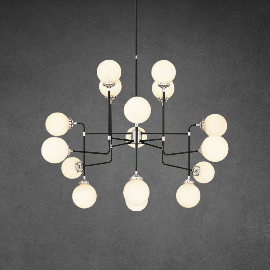 Bistro Globe Milk Glass Chandelier 42″