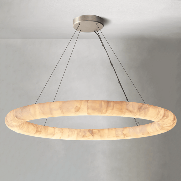 Rivaga Lisse Alabaster Round Chandelier 31" 41" 61"D - Arialamps