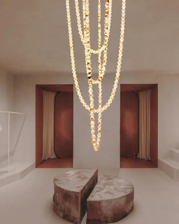 Modern LED Natural Alabaster Globes Beads Hanging Chandelier Indoor Lighting Fixture Modern Pendant lamp