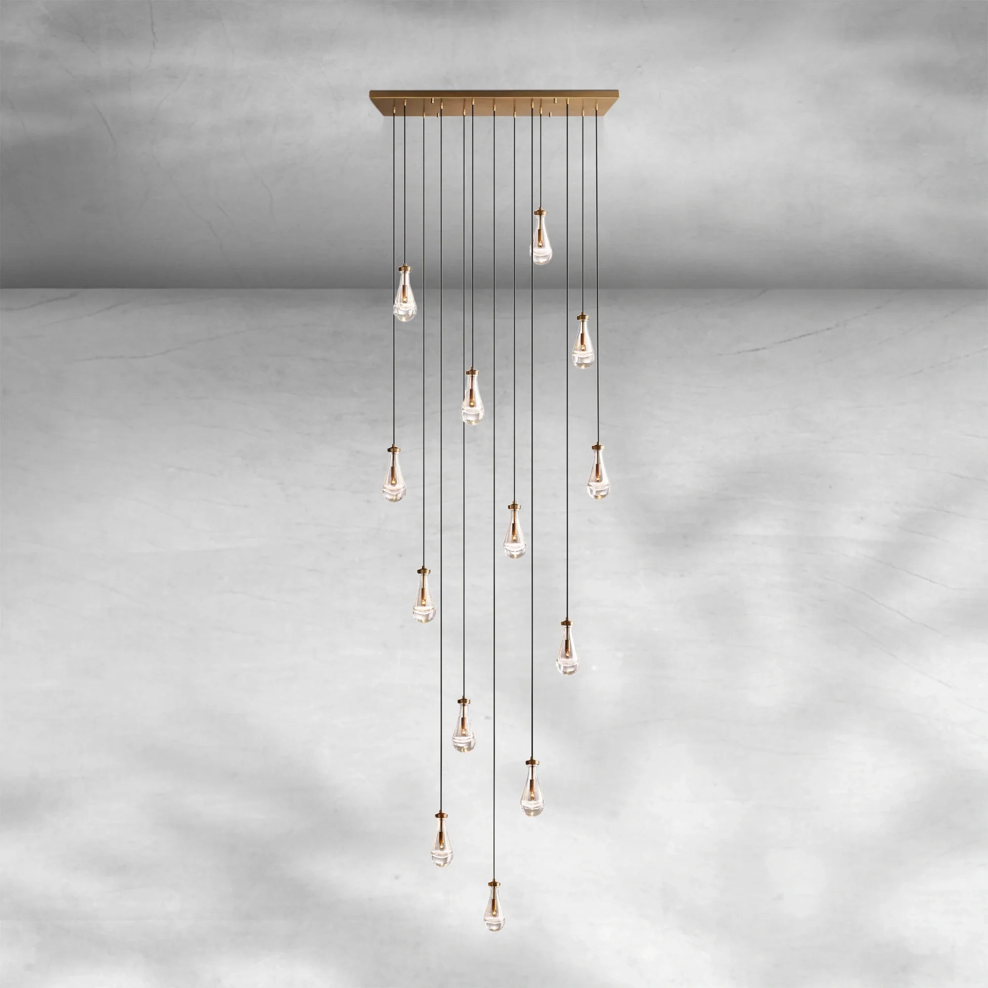 Raindrop Glass Linear Chandelier 54"