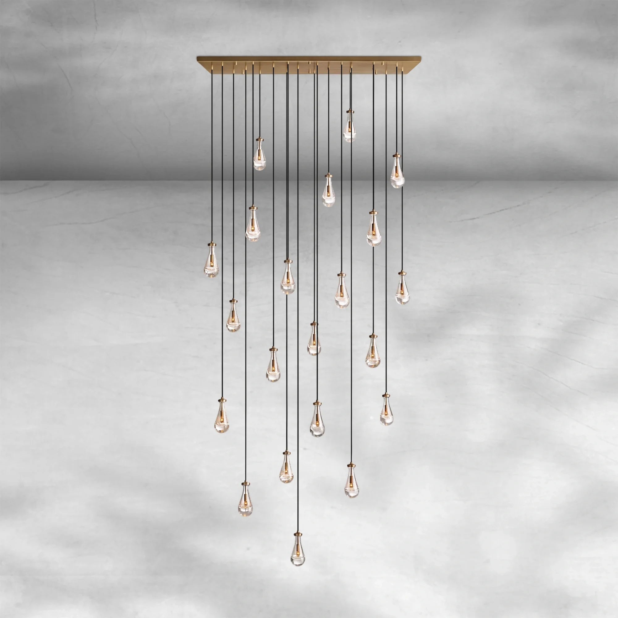 Raindrop Glass Linear Chandelier 72"