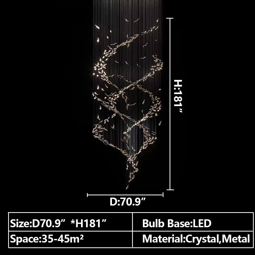 Extra Large Luxury Art Double Spiral Creative Crystal Chandelier For High-ceiling Foyer/Hallway/Entryway