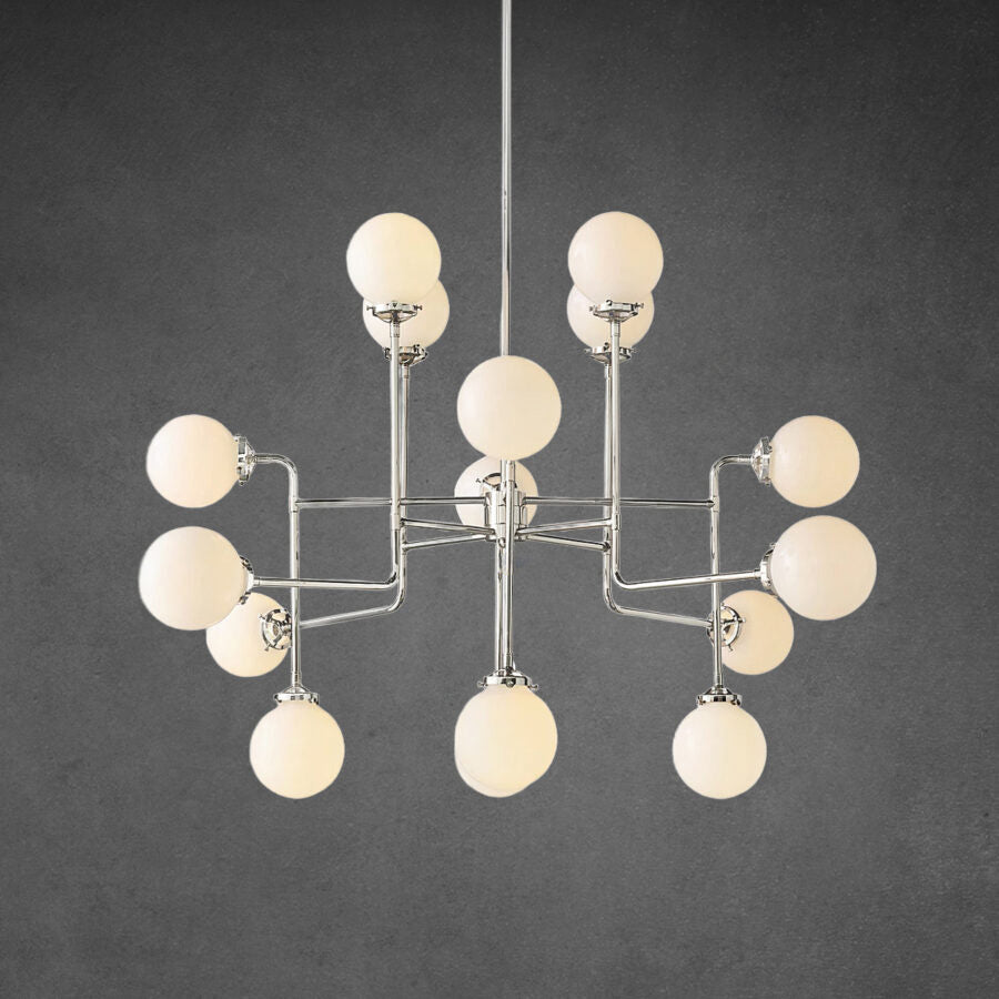 Bistro Globe Milk Glass Chandelier 42″