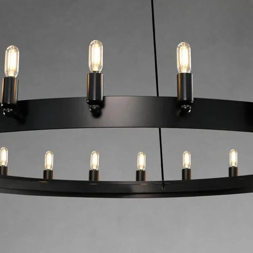 Dania Vintage Candelabra Two-Tier Round Chandelier