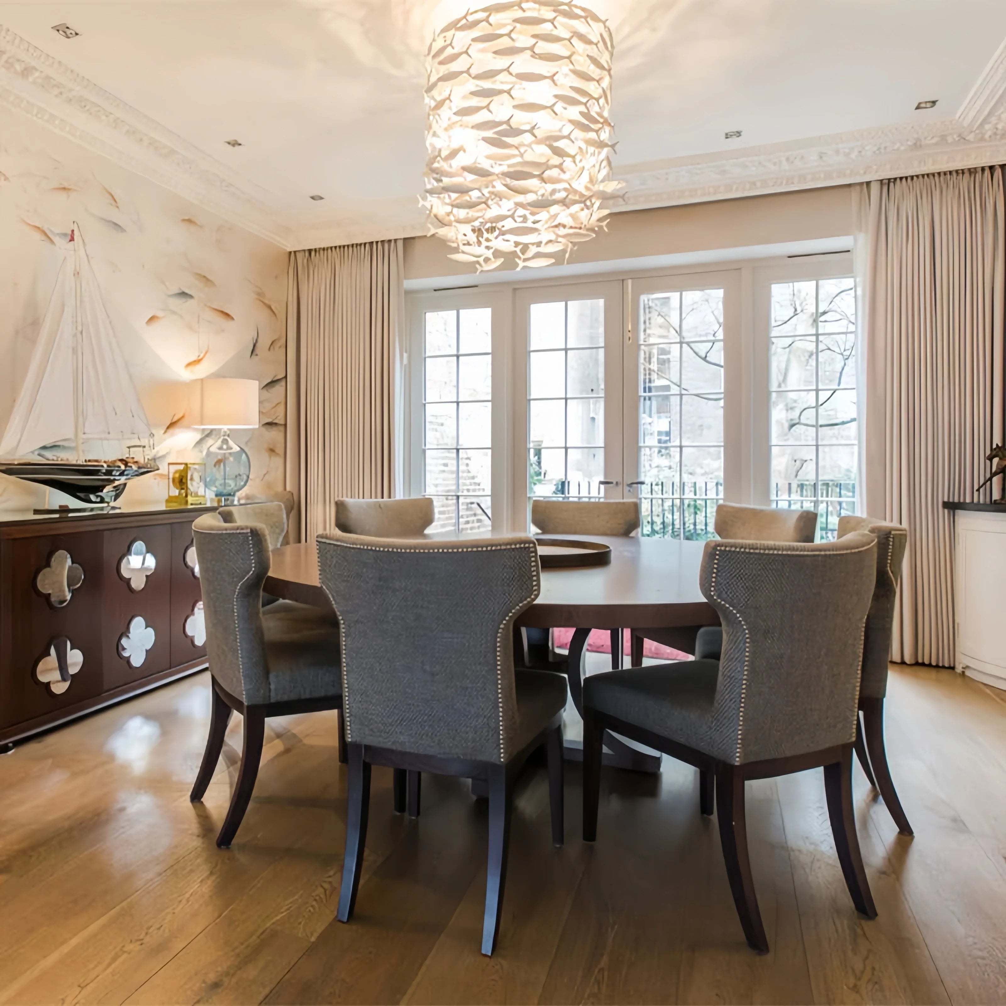 Artistic Porcelain Fish Chandelier – Unique Dining Room Lighting Fixture