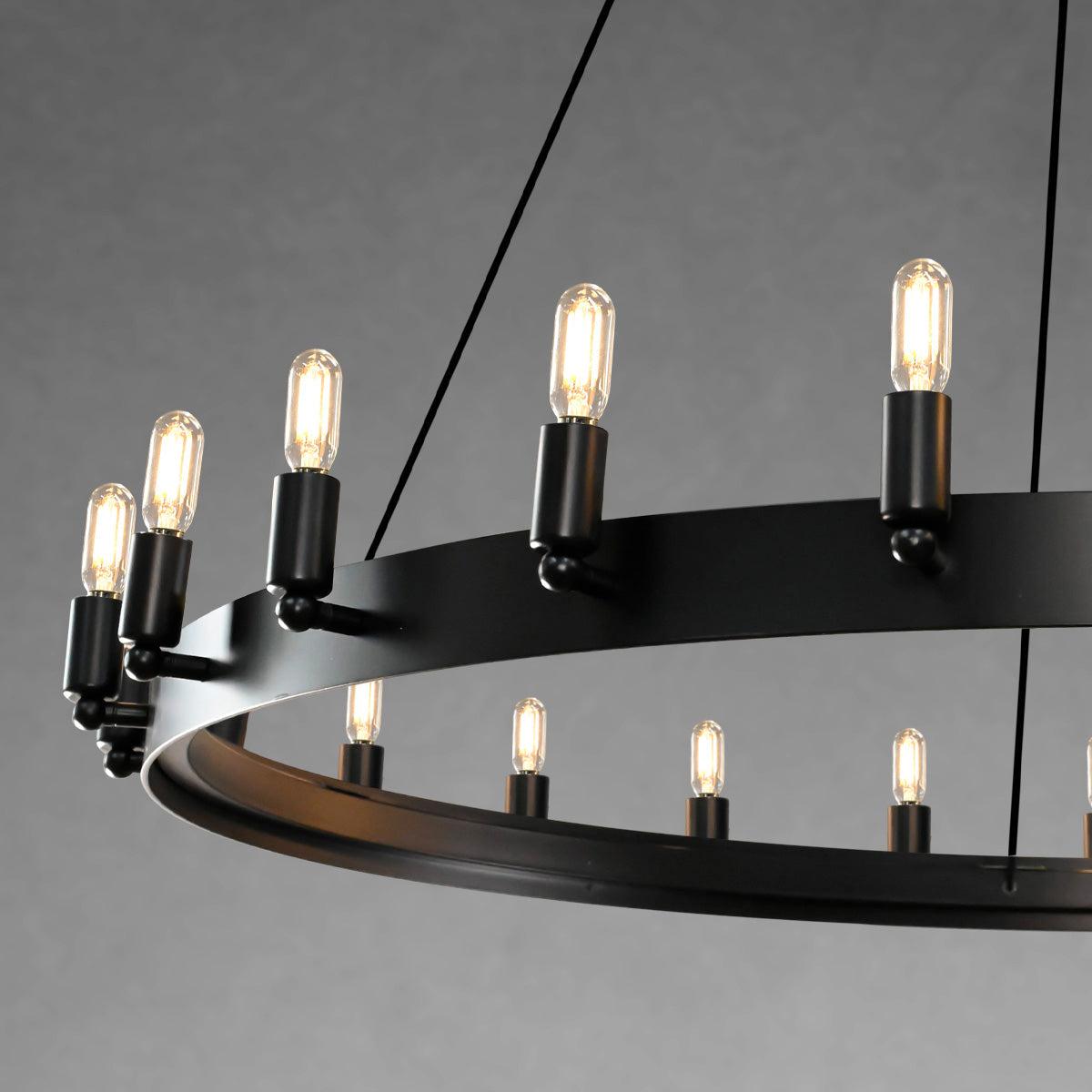 Camina Vintage Filament Two-Tier Round Chandelier 38"