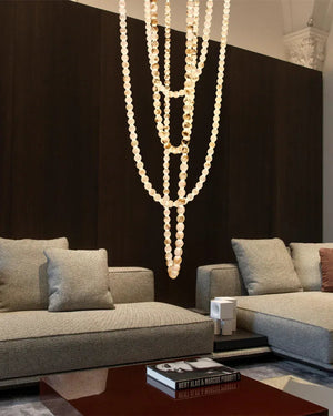 Modern LED Natural Alabaster Globes Beads Hanging Chandelier Indoor Lighting Fixture Modern Pendant lamp