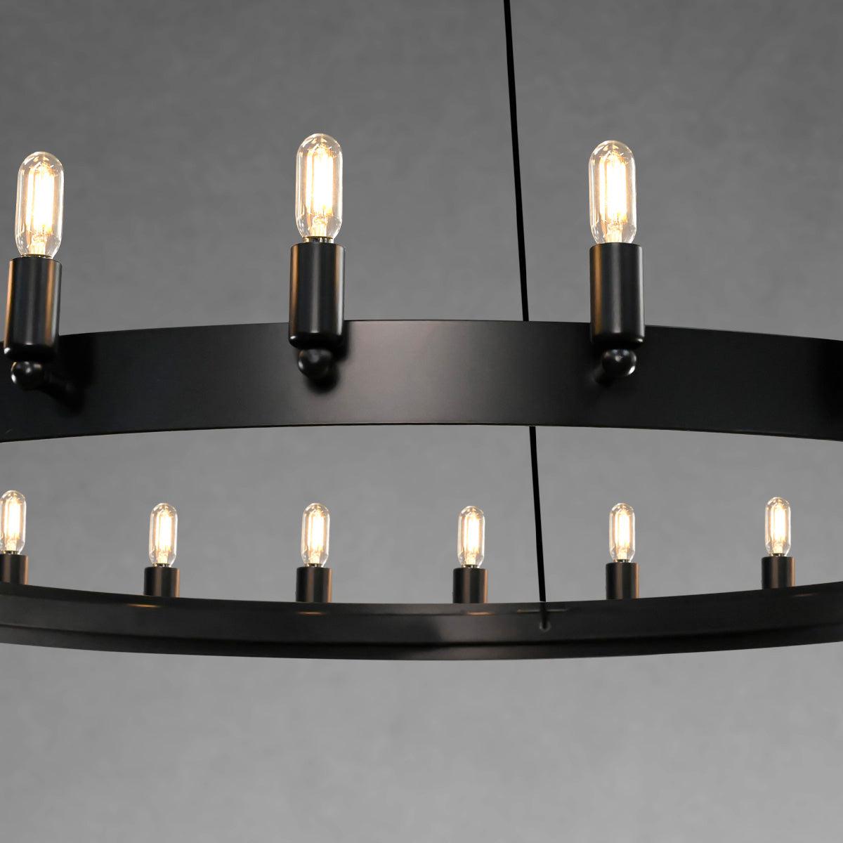 Camina Vintage Filament Two-Tier Round Chandelier 38"