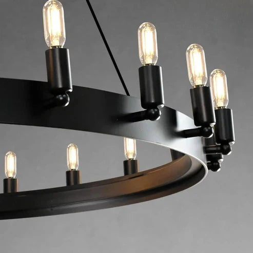 Dania Vintage Candelabra Two-Tier Round Chandelier