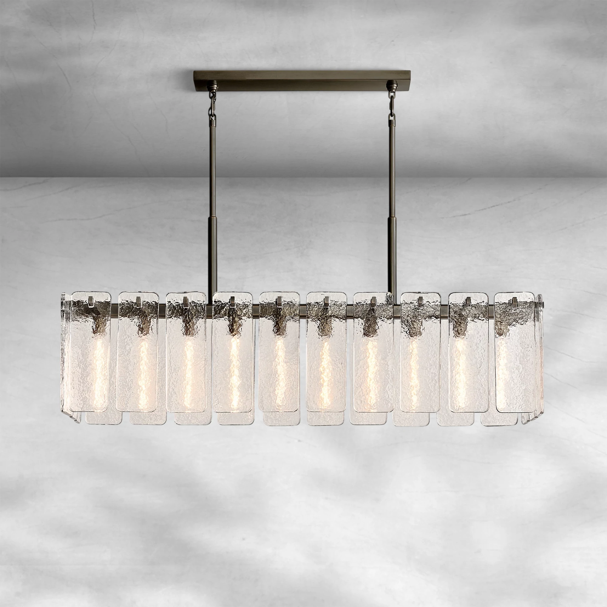 Calame Glass Rectangular Chandelier 60"