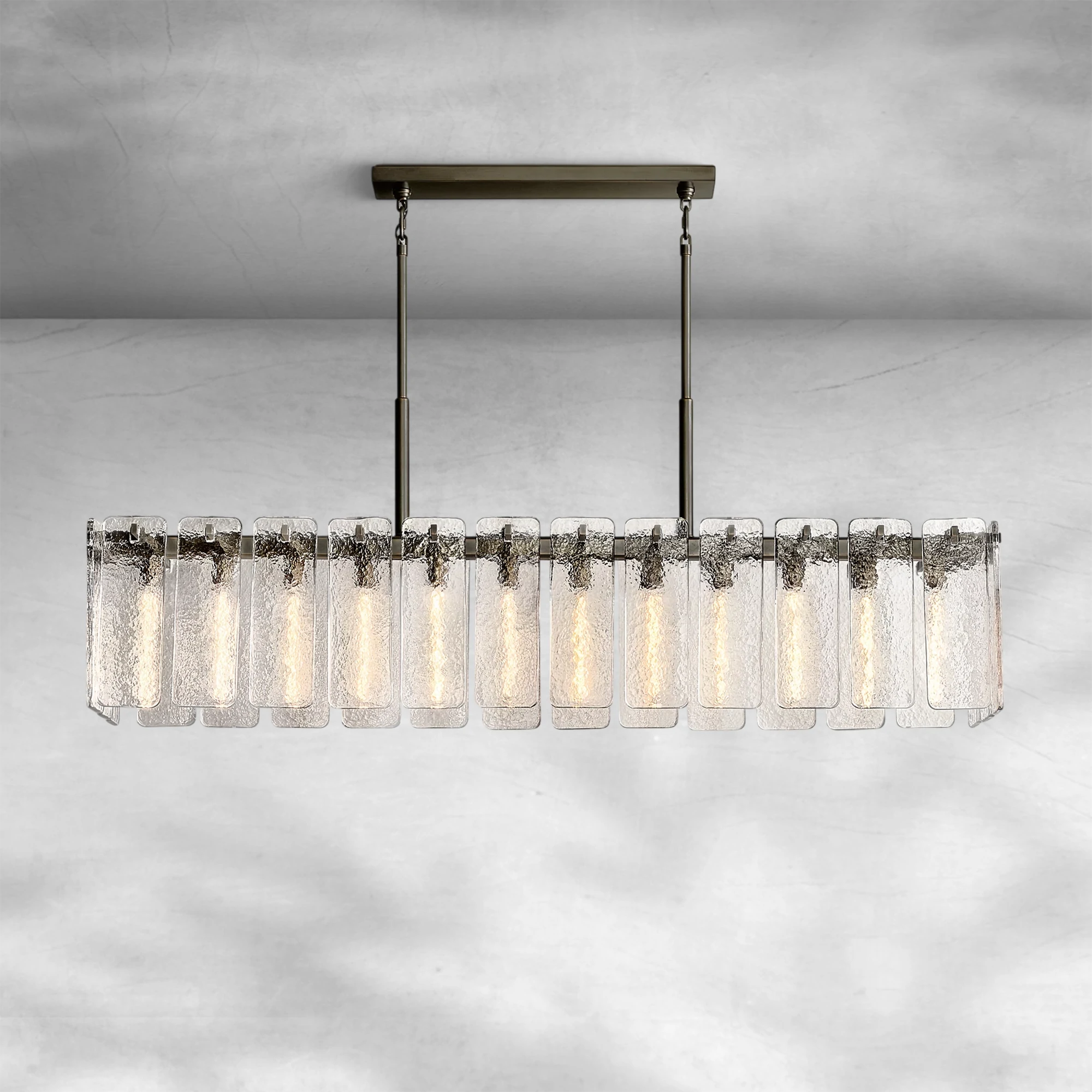 Calame Glass Rectangular Chandelier 72"