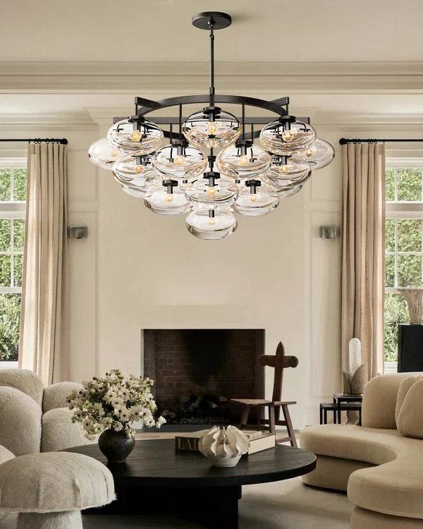 Cabrlet Clear Glass Round Chandelier 48"