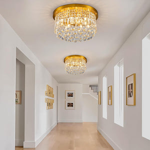 9 Light Modern Crystal Raindrop Chandelier Lighting Flush Mount