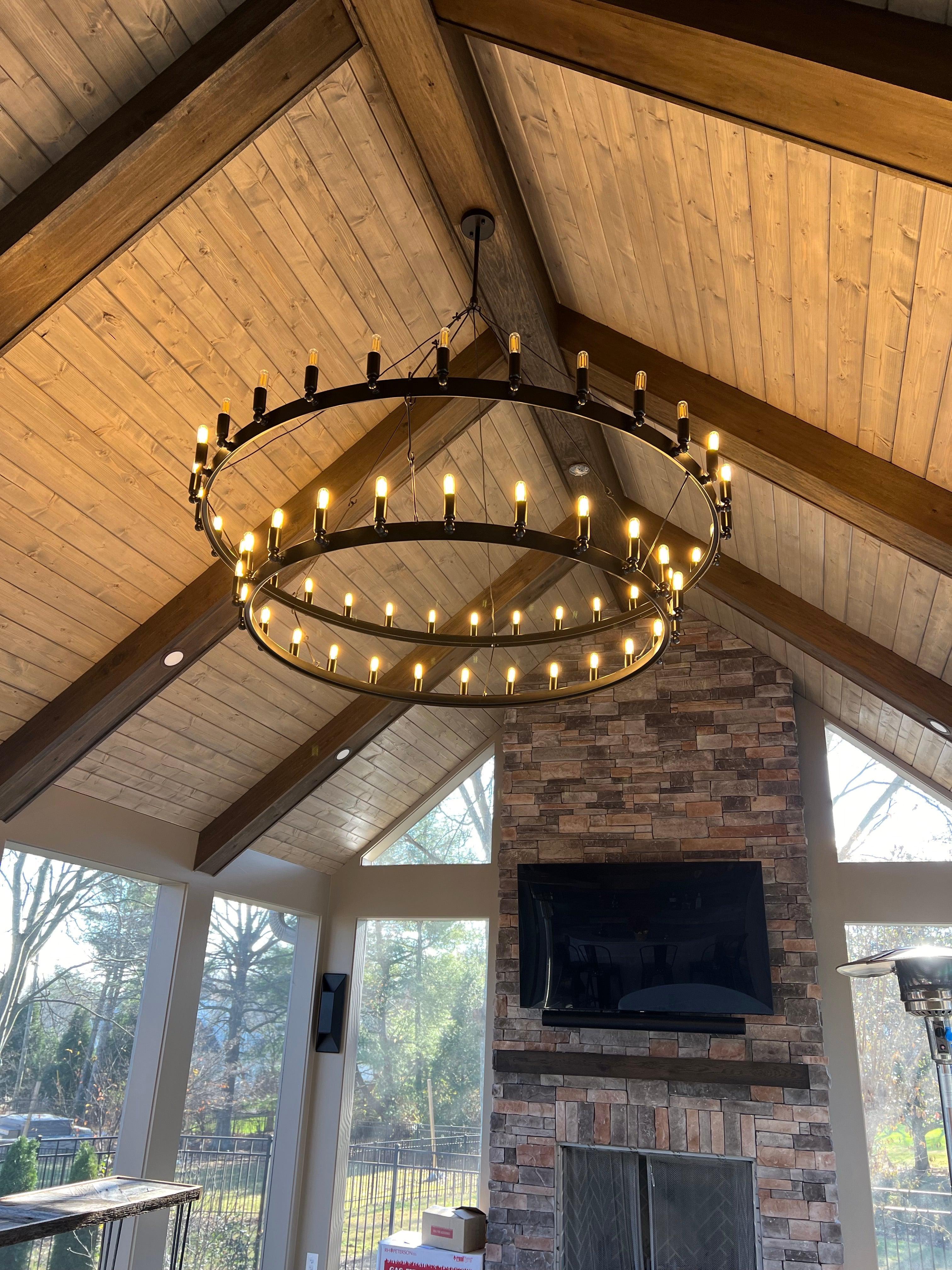 Camina Vintage Filament Two-Tier Round Chandelier 38"