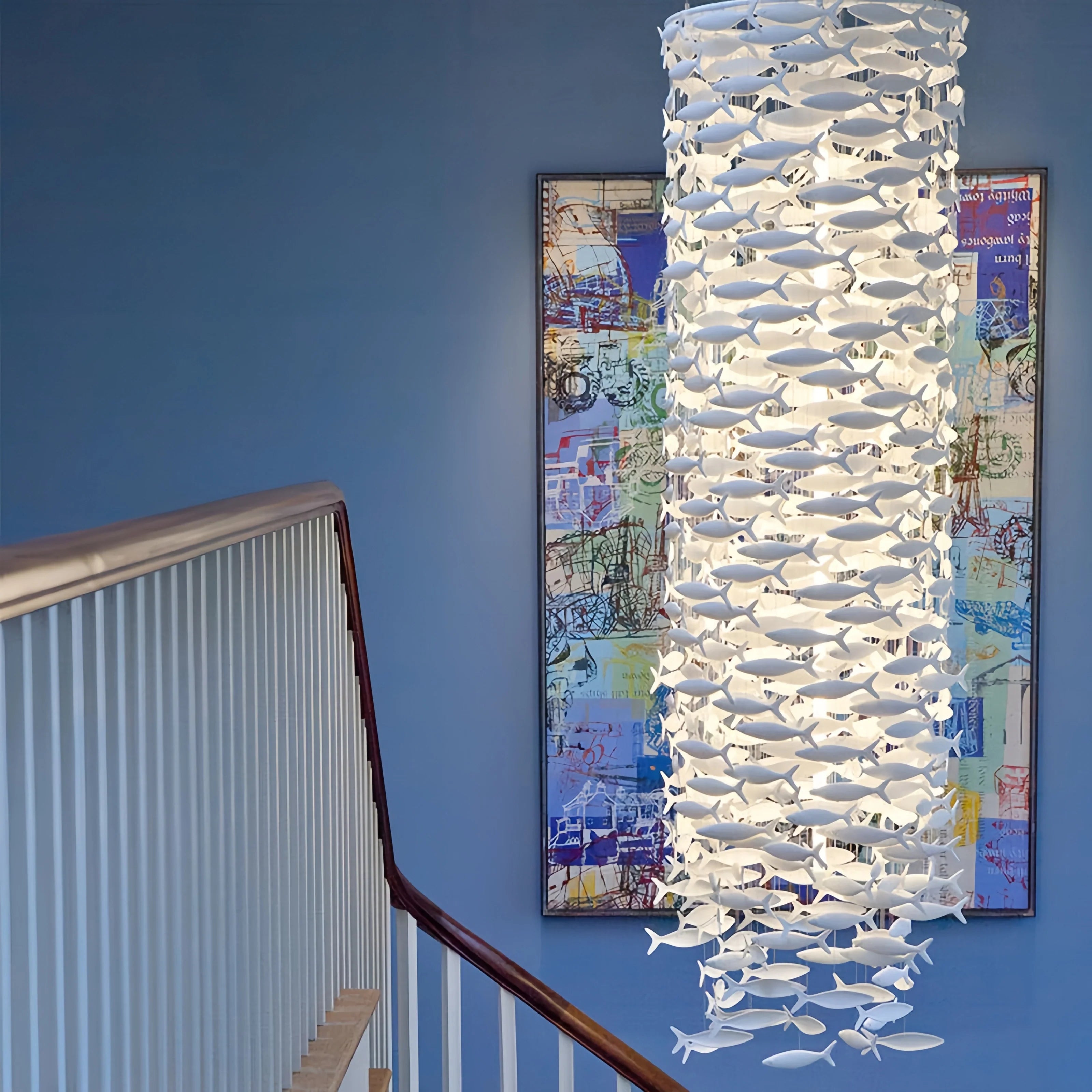 Artistic Porcelain Fish Chandelier – Unique Dining Room Lighting Fixture