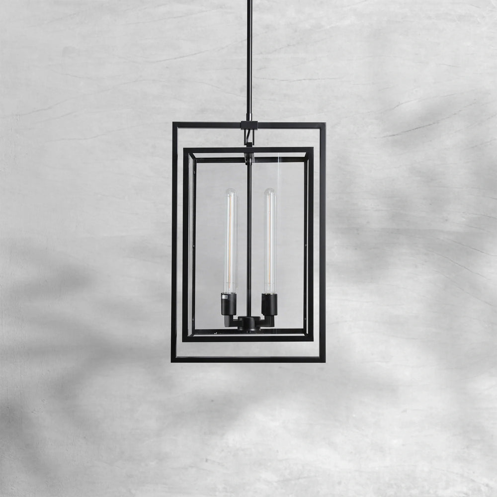 Baker Glass Lantern Modern Pendant 26"34" - Arialamps