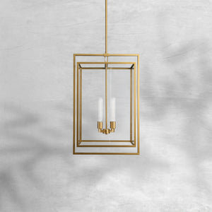 Baker Glass Lantern Modern Pendant 26"34" - Arialamps