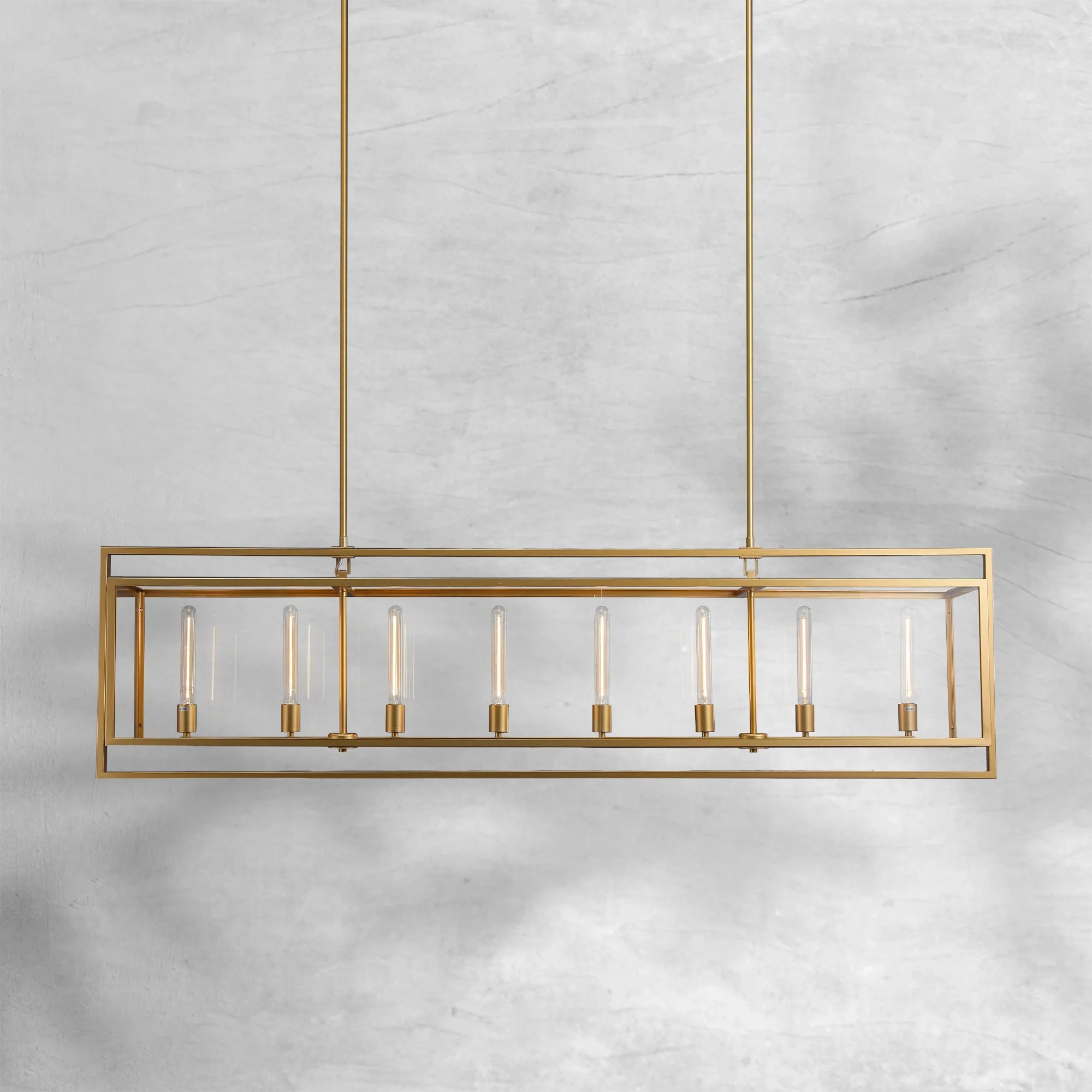 Baker Glass Lantern Rectangular Chandelier 72"