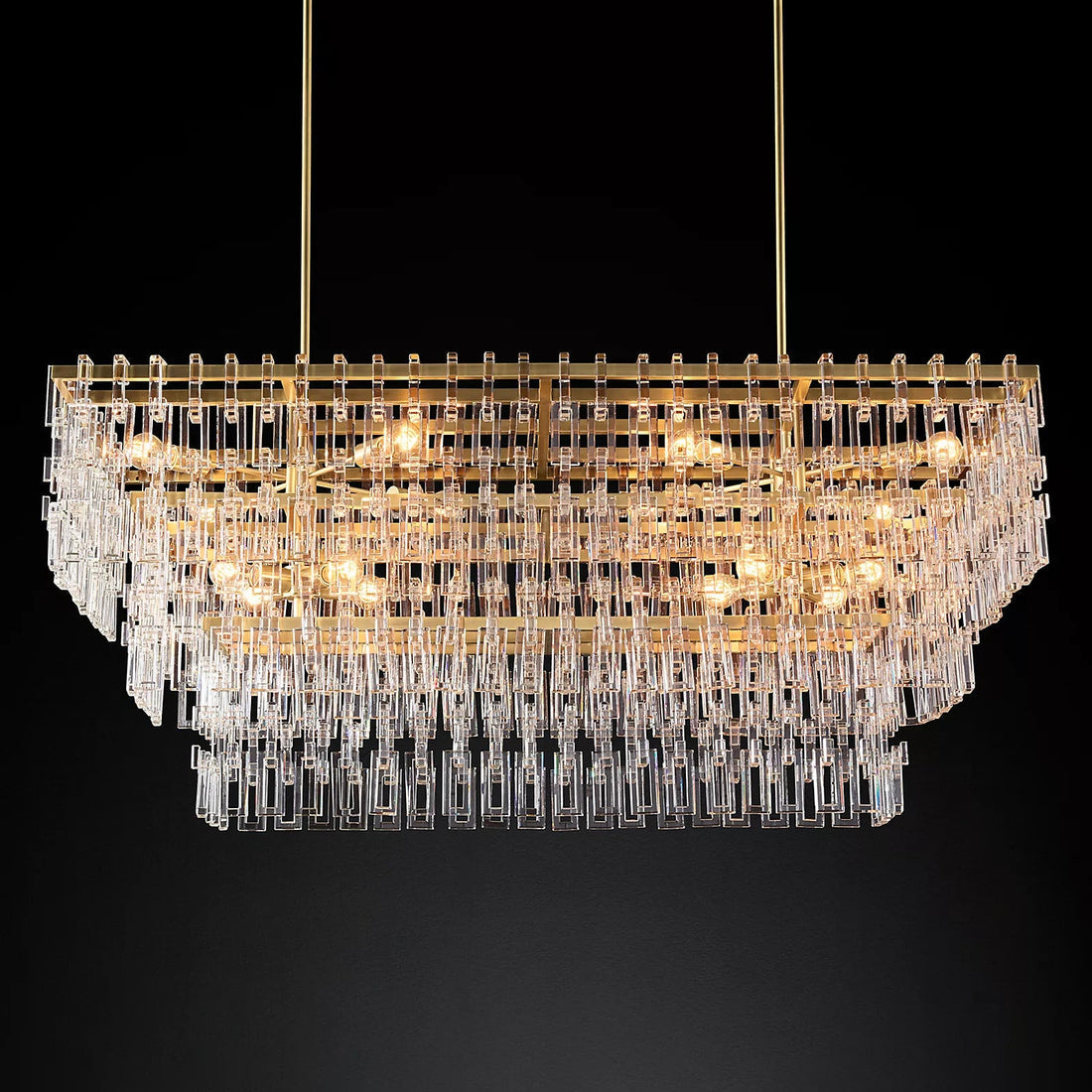Melody Tier K9 Crystal  Rectangle Chandelier