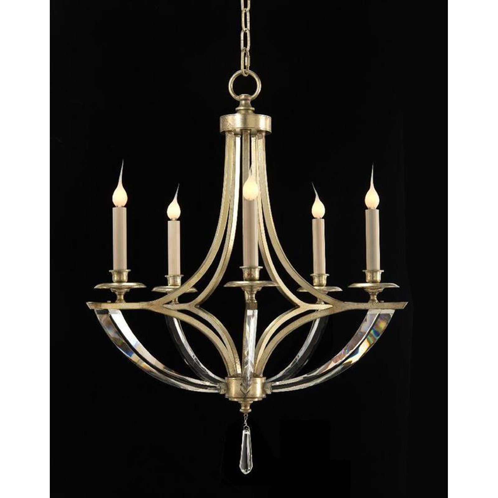 Oval crystal candlestick five-light chandelier24"