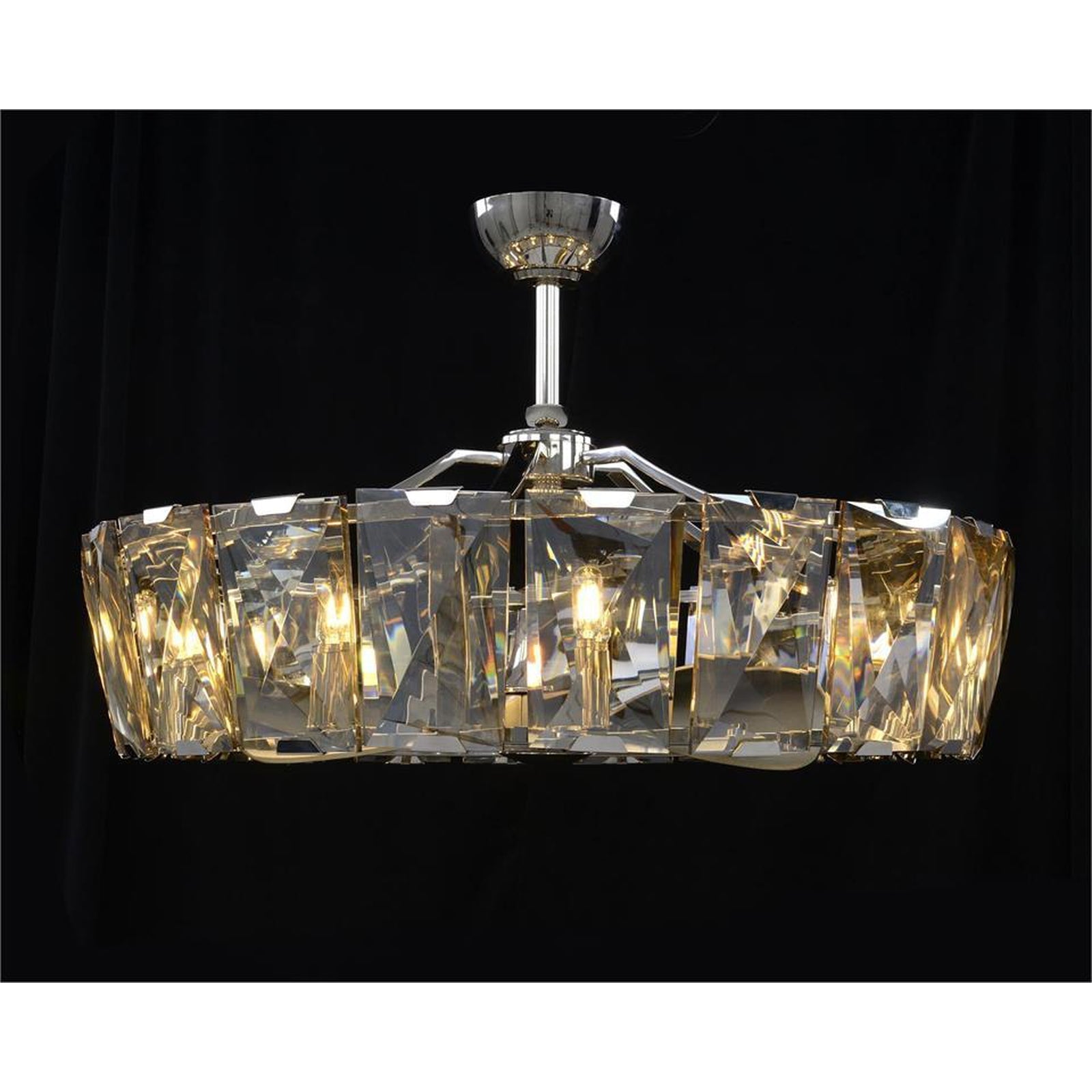 Round crystal ten-light chandelier 37"