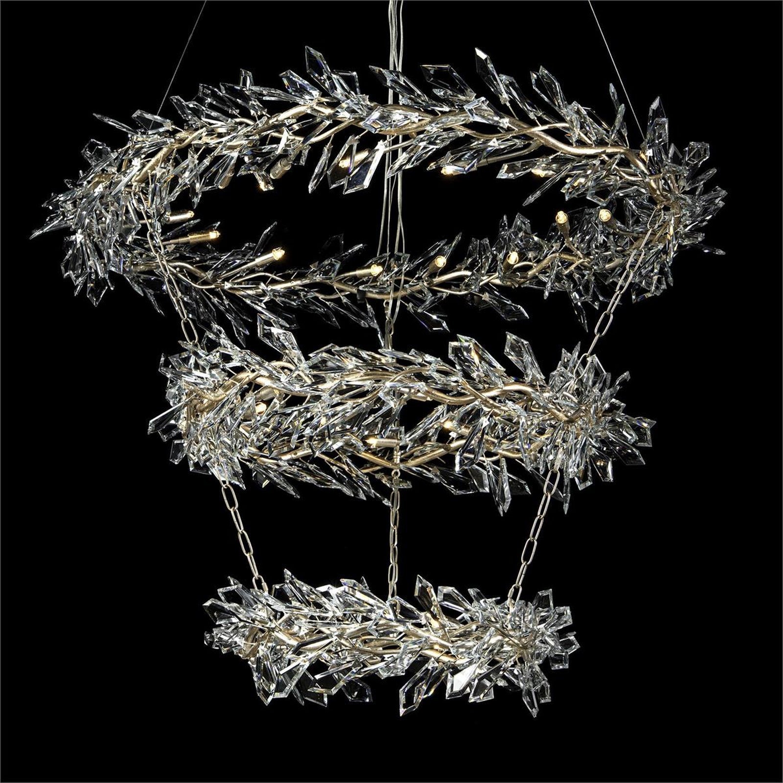 Kotta Thirty-Four-Light Three-Tier Cut-Crystal Pendant Chandelier