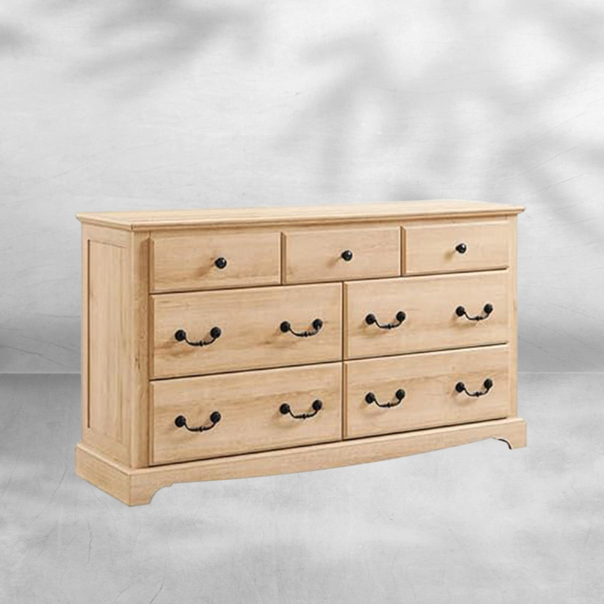 Rustic 7 Drawer Wood Dresser Chest for Bedroom