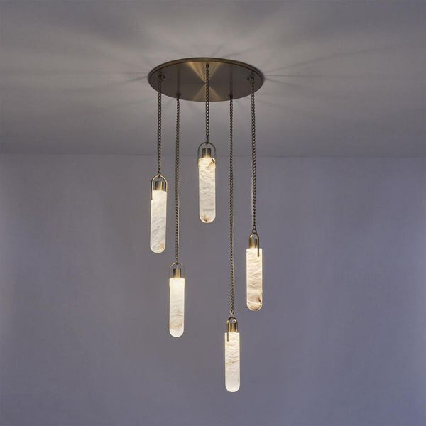 Bettina Multi Light Round Alabaster Pendant Lamp Fixture