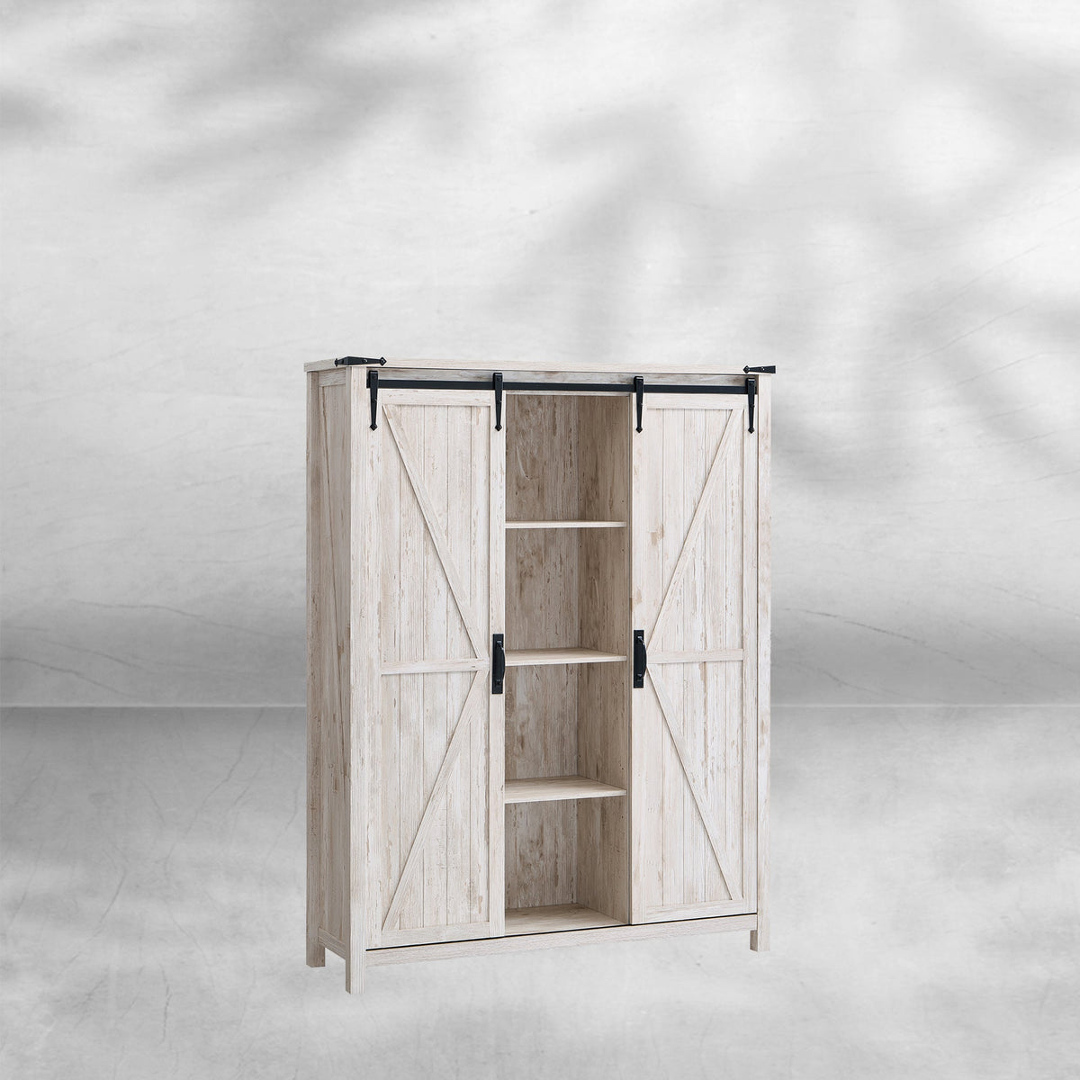 7-Tier Antique White Farmhouse Shoe Storage Cabinet Organizer