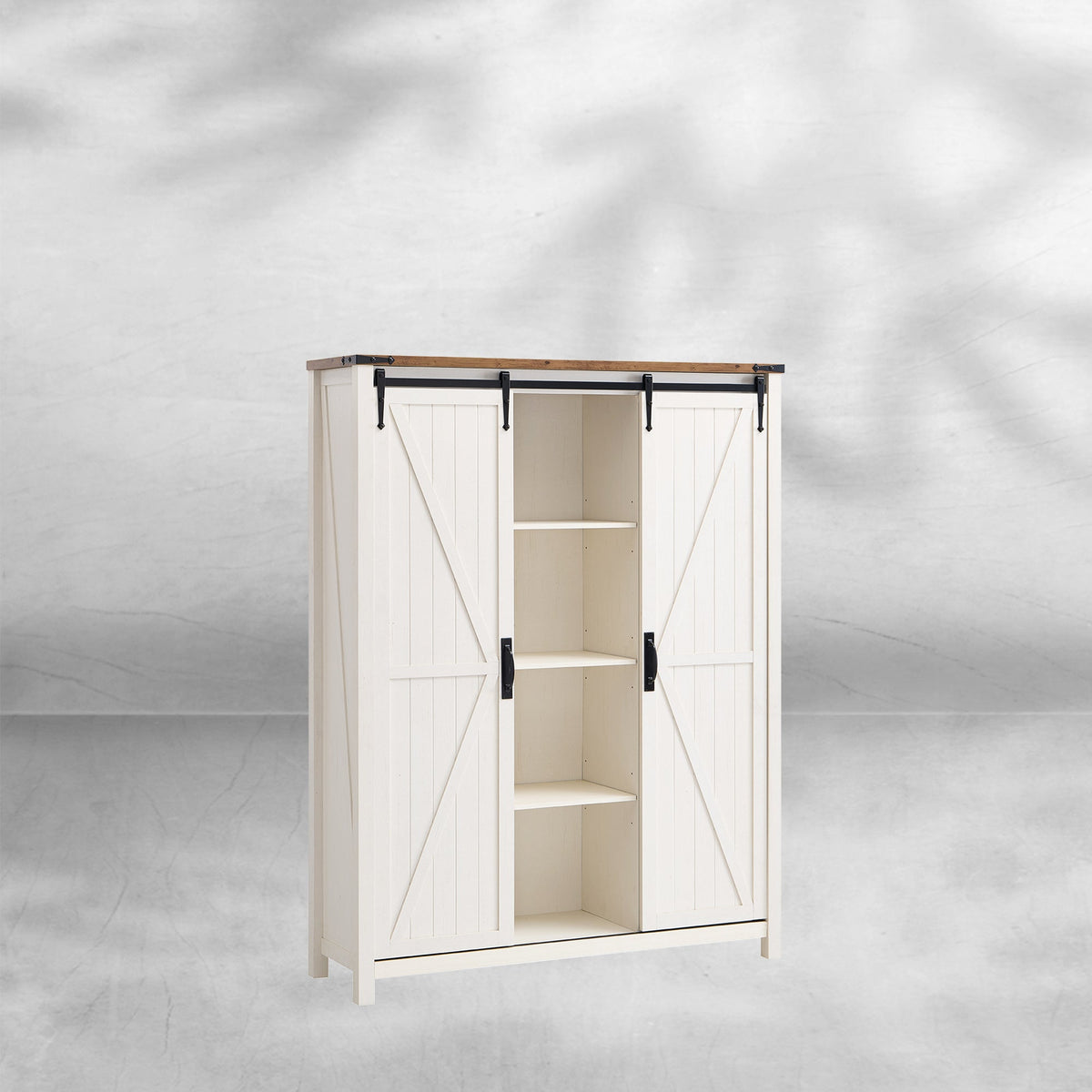 7-Tier Antique White Farmhouse Shoe Storage Cabinet Organizer