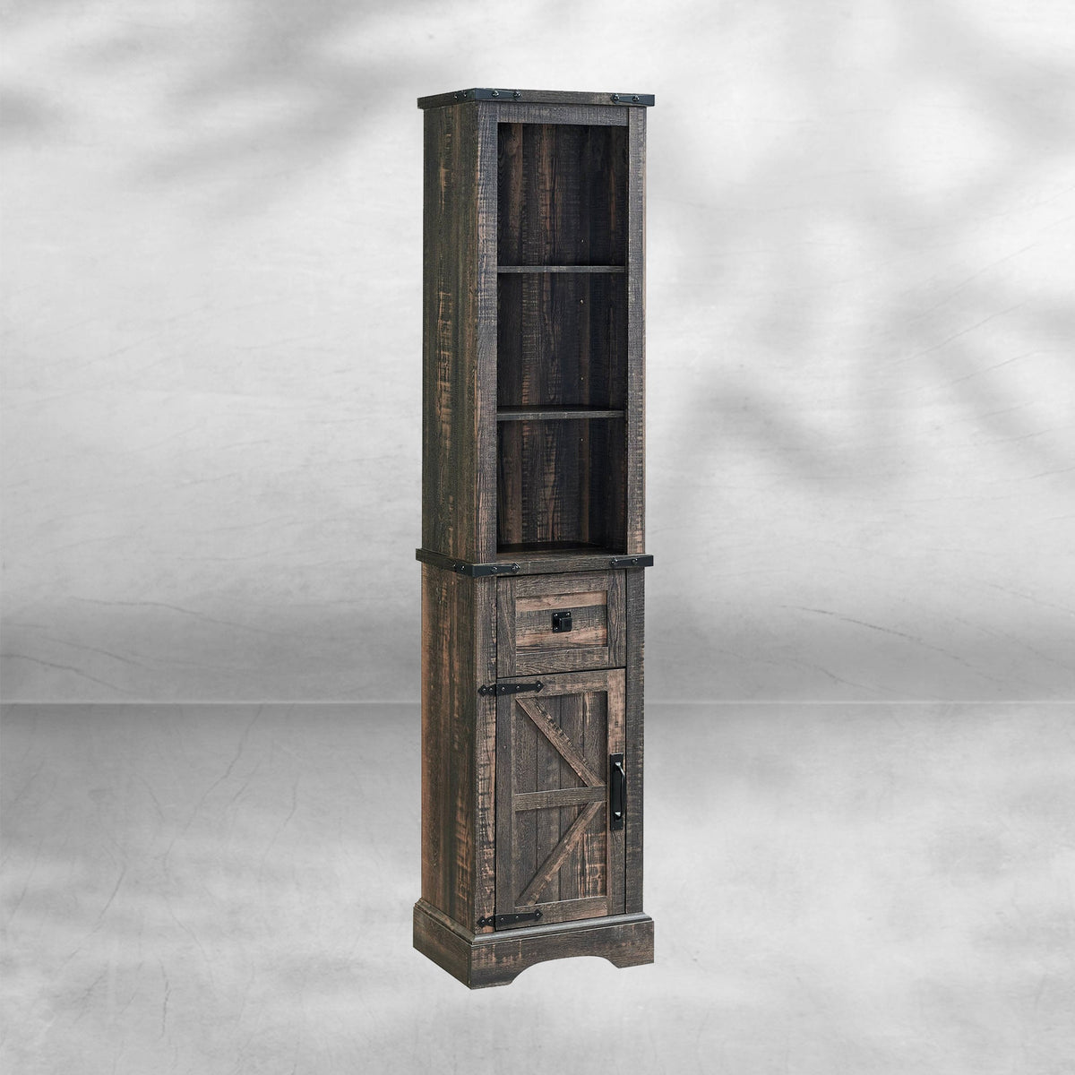 Farmhouse Bathroom Storage Cabinet with Adjustable Shelves and Drawer