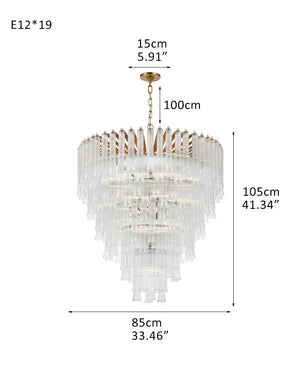 9 Light 20" Wide LED Lorelei Round Tiered Chandelier in Black Chain use for dining room 19-light-D85*H105CM D33.46"*H41.34" Brass American chandelier