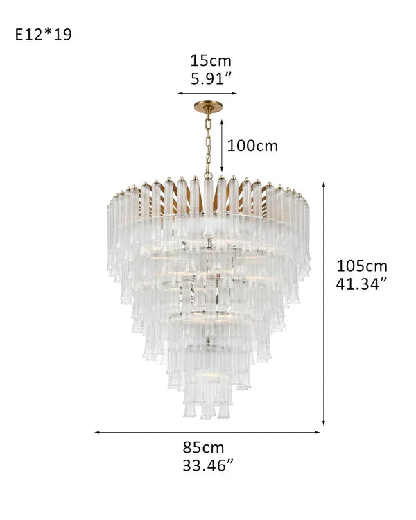 9 Light 20" Wide LED Lorelei Round Tiered Chandelier in Black Chain use for dining room 19-light-D85*H105CM D33.46"*H41.34" Brass American chandelier