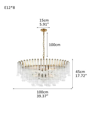 9 Light 20" Wide LED Lorelei Round Tiered Chandelier in Black Chain use for dining room 8-light-D100*H45CM D39.37"*H17.72" Brass American chandelier