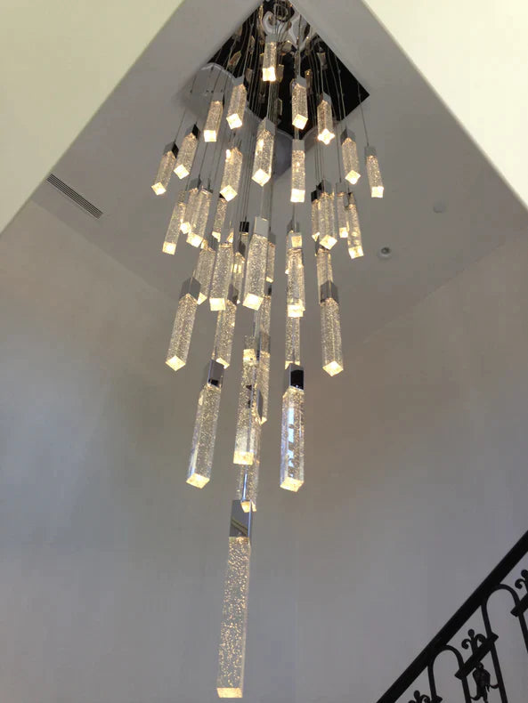 Aria Light Luxury Glacier Bubble Crystsal Chandelier in Gold/Chrome/Black Finish for Staircase/Foyer