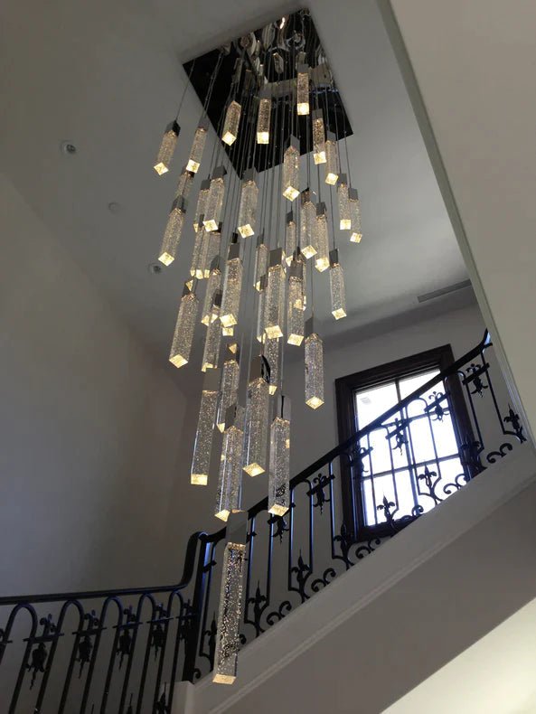 Aria Light Luxury Glacier Bubble Crystsal Chandelier in Gold/Chrome/Black Finish for Staircase/Foyer - Arialamps