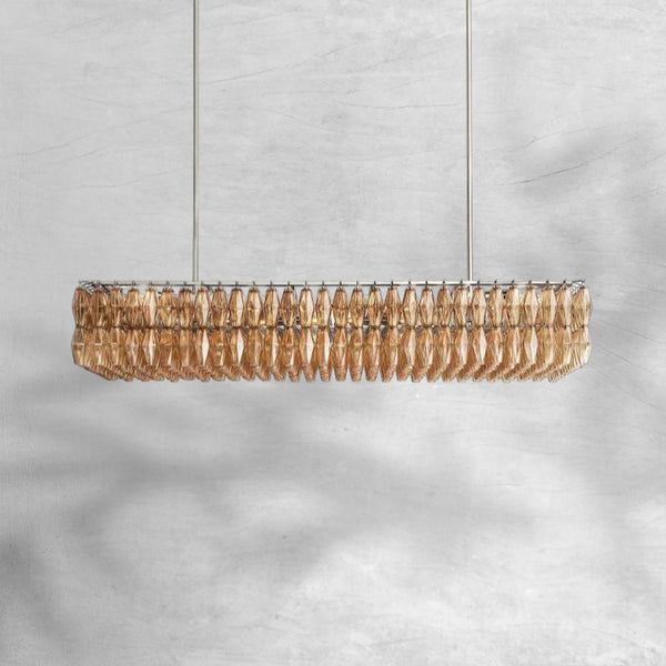 Chiaravalle Glass Rectangular Chandelier 74" - Arialamps