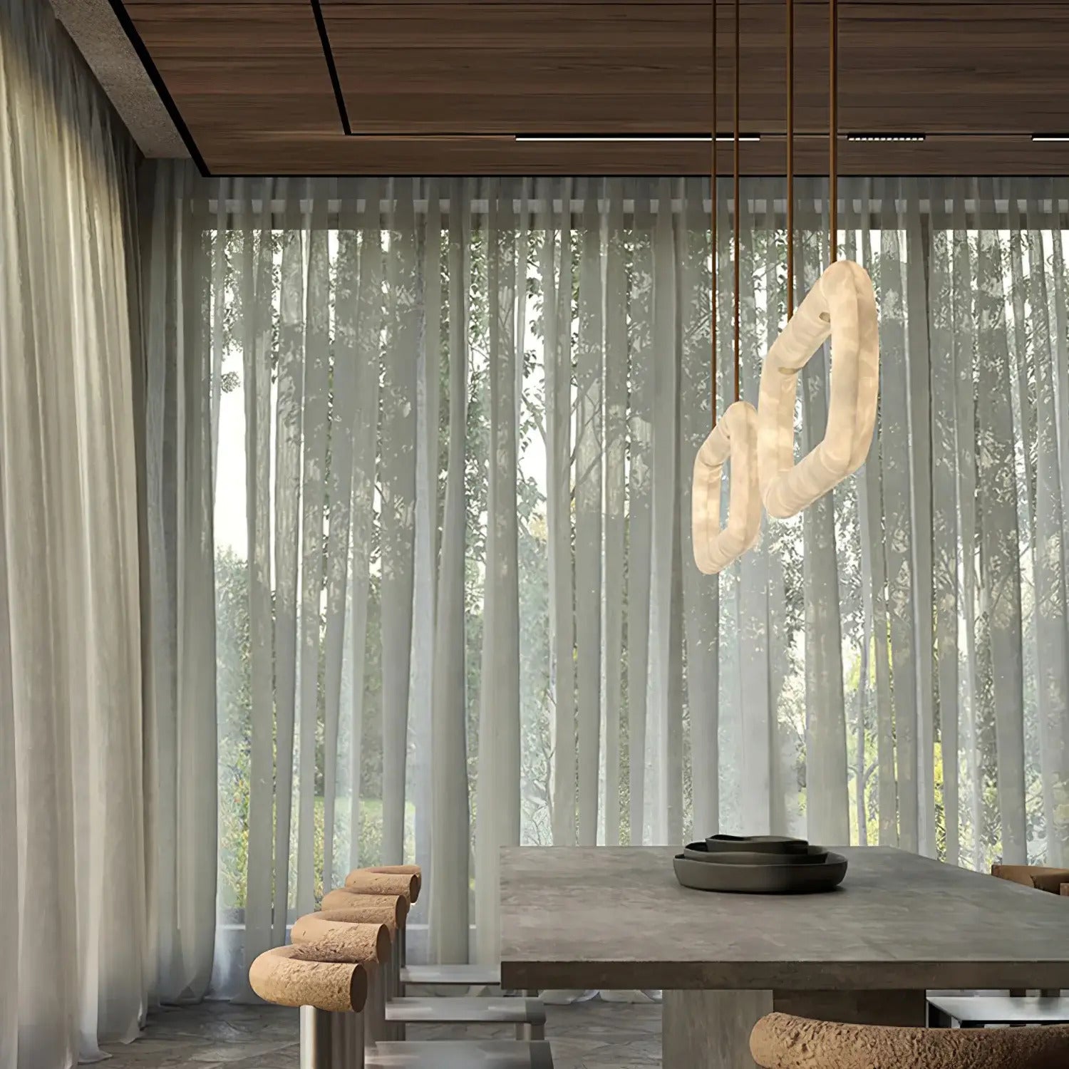 Arialamps Circle Alabaster Chandelier