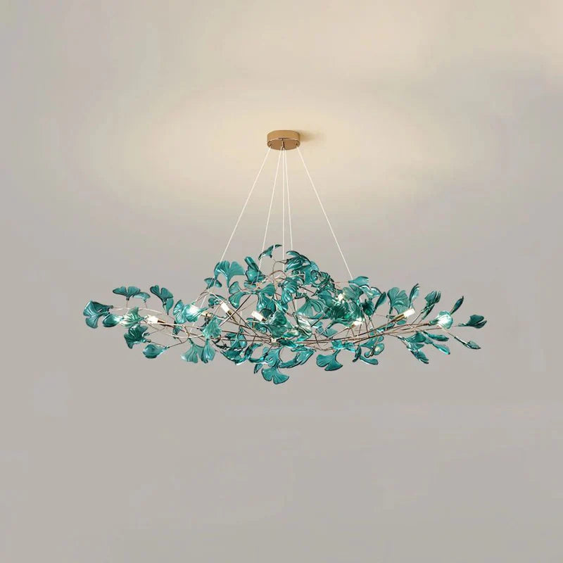 Colorful Glass Ginkgo Leaf Chandelier
